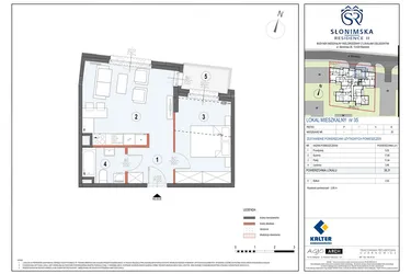 Rzut - Mieszkanie na sprzedaż 2 pokoje o powierzchni 38,31 m² - numer M35 w Słonimska Residence II