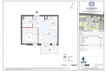 Rzut - Mieszkanie na sprzedaż 2 pokoje o powierzchni 35 m² - numer M37 w Słonimska Residence II