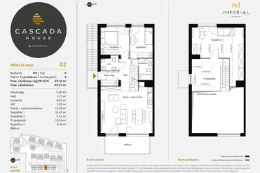 Rzut - Mieszkanie na sprzedaż 4 pokoje o powierzchni 89,44 m² - numer 4.2 w CASCADA House
