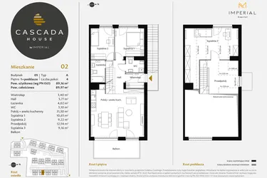 Rzut - Mieszkanie na sprzedaż 4 pokoje o powierzchni 89,44 m² - numer 5.2 w CASCADA House