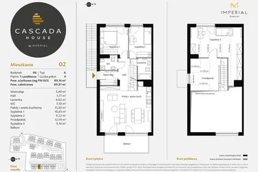 Rzut - Mieszkanie na sprzedaż 4 pokoje o powierzchni 89,44 m² - numer 6.2 w CASCADA House