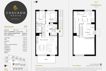 Rzut - Mieszkanie na sprzedaż 4 pokoje o powierzchni 89,44 m² - numer 9.2 w CASCADA House
