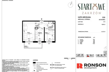 Rzut - Mieszkanie na sprzedaż 2 pokoje o powierzchni 44,3 m² - numer C05 w Osiedle Startowe