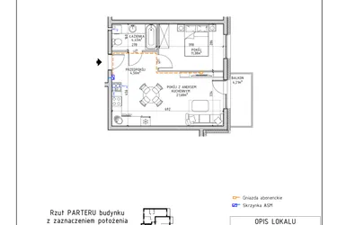 Rzut - Mieszkanie na sprzedaż 2 pokoje o powierzchni 42,01 m² - numer 3 w Osiedle OdNowa K5