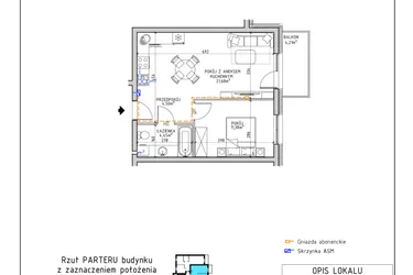 Rzut - Mieszkanie na sprzedaż 2 pokoje o powierzchni 42,01 m² - numer 2 w Osiedle OdNowa K5