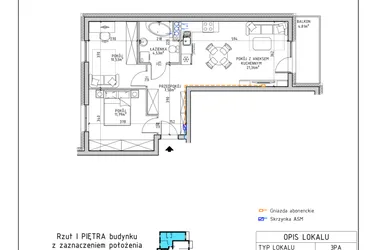 Rzut - Mieszkanie na sprzedaż 3 pokoje o powierzchni 55,71 m² - numer 5 w Osiedle OdNowa K5