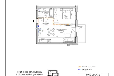 Rzut - Mieszkanie na sprzedaż 2 pokoje o powierzchni 42,01 m² - numer 11 w Osiedle OdNowa K5