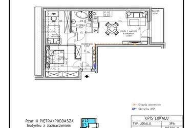 Rzut - Mieszkanie na sprzedaż 3 pokoje o powierzchni 49,53 m² - numer 13 w Osiedle OdNowa K5