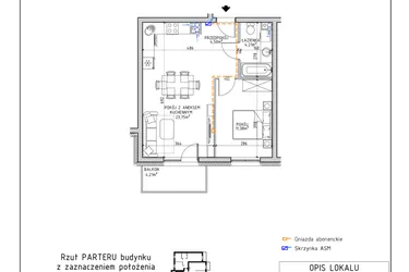 Rzut - Mieszkanie na sprzedaż 2 pokoje o powierzchni 43,84 m² - numer 20 w Osiedle OdNowa K5