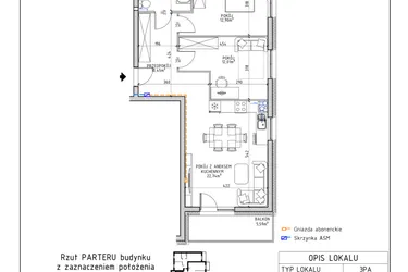 Rzut - Mieszkanie na sprzedaż 3 pokoje o powierzchni 63,21 m² - numer 18 w Osiedle OdNowa K5