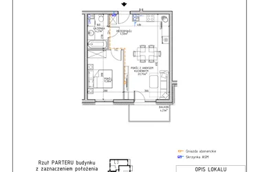 Rzut - Mieszkanie na sprzedaż 2 pokoje o powierzchni 43,84 m² - numer 19 w Osiedle OdNowa K5