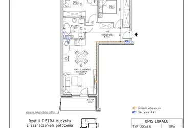 Rzut - Mieszkanie na sprzedaż 3 pokoje o powierzchni 57,21 m² - numer 31 w Osiedle OdNowa K5