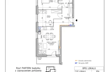 Rzut - Mieszkanie na sprzedaż 3 pokoje o powierzchni 63,21 m² - numer 40 w Osiedle OdNowa K5