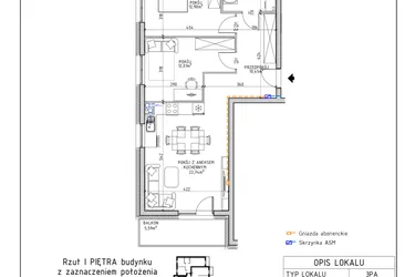 Rzut - Mieszkanie na sprzedaż 3 pokoje o powierzchni 63,21 m² - numer 45 w Osiedle OdNowa K5
