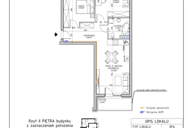 Rzut - Mieszkanie na sprzedaż 3 pokoje o powierzchni 57,21 m² - numer 47 w Osiedle OdNowa K5