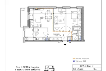 Rzut - Mieszkanie na sprzedaż 3 pokoje o powierzchni 63,15 m² - numer 46 w Osiedle OdNowa K5