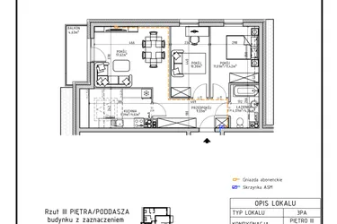 Rzut - Mieszkanie na sprzedaż 3 pokoje o powierzchni 57,42 m² - numer 56 w Osiedle OdNowa K5