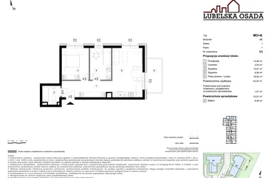 Rzut - Mieszkanie na sprzedaż 1 pokój o powierzchni 52,3 m² - numer B6.11 w Lubelska Osada budynek B6