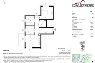 Rzut - Mieszkanie na sprzedaż 1 pokój o powierzchni 69,66 m² - numer B6.10 w Lubelska Osada budynek B6