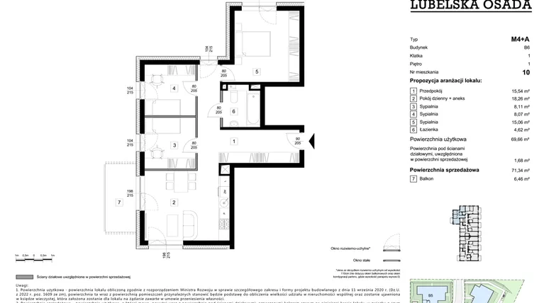 Rzut - Mieszkanie na sprzedaż 1 pokój o powierzchni 69,66 m² - numer B6.10 w Lubelska Osada budynek B6