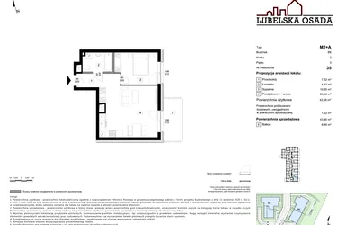 Rzut - Mieszkanie na sprzedaż 1 pokój o powierzchni 42,68 m² - numer B6.35 w Lubelska Osada budynek B6