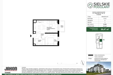 Rzut - Mieszkanie na sprzedaż 2 pokoje o powierzchni 39,36 m² - numer D.A26 w Sielskie Podolany II