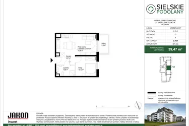 Rzut - Mieszkanie na sprzedaż 2 pokoje o powierzchni 39,46 m² - numer D.A34 w Sielskie Podolany II