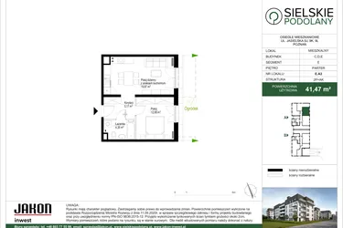 Rzut - Mieszkanie na sprzedaż 2 pokoje o powierzchni 41,35 m² - numer E.A3 w Sielskie Podolany II