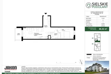 Rzut - Mieszkanie na sprzedaż 2 pokoje o powierzchni 46,08 m² - numer E.A10 w Sielskie Podolany II