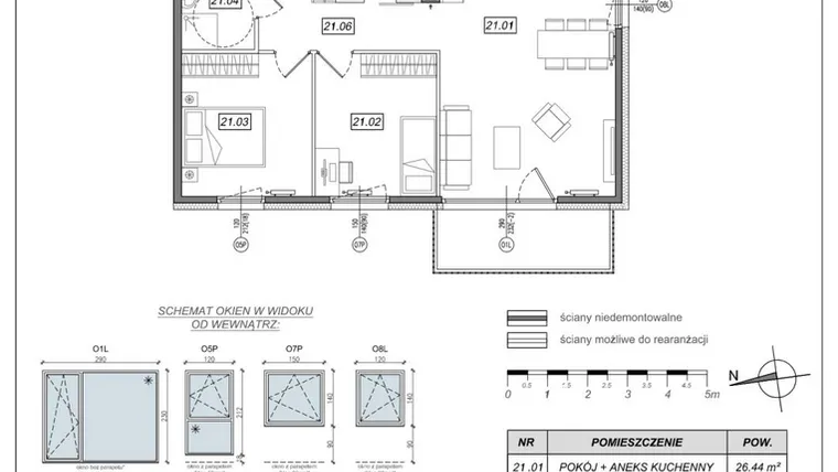 Rzut - Mieszkanie na sprzedaż 3 pokoje o powierzchni 63,11 m² - numer 7.A.21 w Urzeka bud. 6 i 7