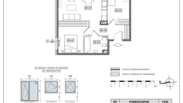 Rzut - Mieszkanie na sprzedaż 3 pokoje o powierzchni 55,81 m² - numer 7.A.26 w Urzeka bud. 6 i 7