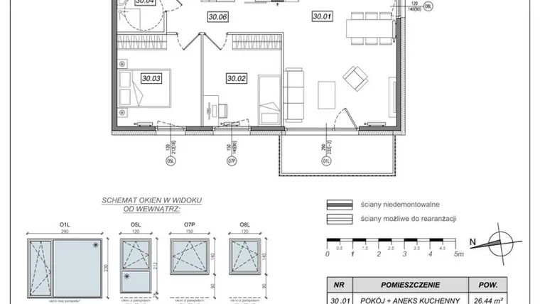 Rzut - Mieszkanie na sprzedaż 3 pokoje o powierzchni 63,11 m² - numer 7.A.30 w Urzeka bud. 6 i 7