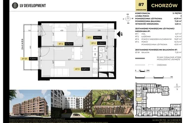 Rzut - Mieszkanie na sprzedaż 2 pokoje o powierzchni 50,3 m² - numer M/87 w Tarasy Śląskie