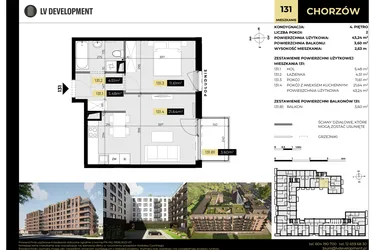 Rzut - Mieszkanie na sprzedaż 2 pokoje o powierzchni 46,84 m² - numer M/131 w Tarasy Śląskie