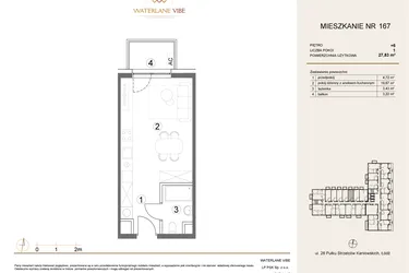 Rzut - Mieszkanie na sprzedaż 1 pokój o powierzchni 27,83 m² - numer 167 w Waterlane Vibe