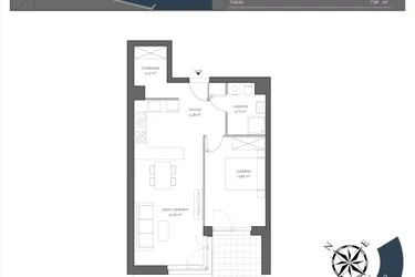 Rzut - Mieszkanie na sprzedaż 2 pokoje o powierzchni 57,15 m² - numer H.108 w Nautica Resort etap III