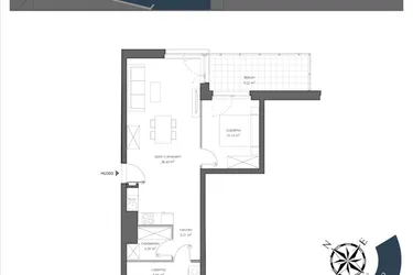Rzut - Mieszkanie na sprzedaż 2 pokoje o powierzchni 53,71 m² - numer H.303 w Nautica Resort etap III