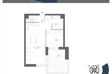 Rzut - Mieszkanie na sprzedaż 2 pokoje o powierzchni 53,82 m² - numer H.307 w Nautica Resort etap III