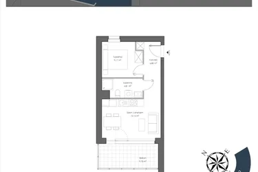 Rzut - Mieszkanie na sprzedaż 2 pokoje o powierzchni 36,83 m² - numer H.310 w Nautica Resort etap III