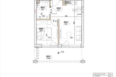 Rzut - Mieszkanie na sprzedaż 2 pokoje o powierzchni 30,87 m² - numer M2 w Przystań na Klifie