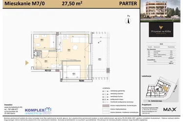 Rzut - Mieszkanie na sprzedaż 1 pokój o powierzchni 27,72 m² - numer M7 w Przystań na Klifie