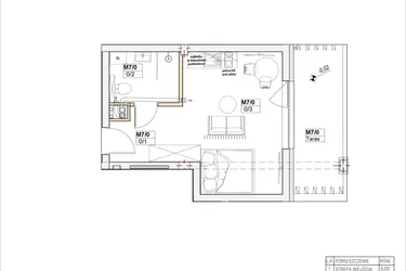 Rzut - Mieszkanie na sprzedaż 1 pokój o powierzchni 27,74 m² - numer M7 w Przystań na Klifie