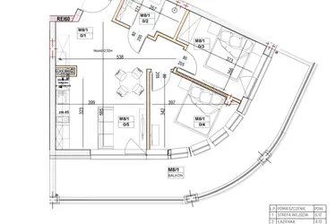 Rzut - Mieszkanie na sprzedaż 2 pokoje o powierzchni 49,77 m² - numer M8 w Przystań na Klifie