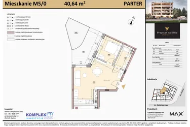 Rzut - Mieszkanie na sprzedaż 2 pokoje o powierzchni 40,67 m² - numer M5 w Przystań na Klifie