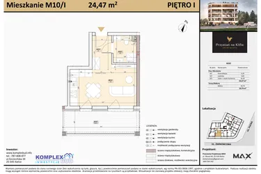 Rzut - Mieszkanie na sprzedaż 1 pokój o powierzchni 22,41 m² - numer M10 w Przystań na Klifie