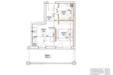 Rzut - Mieszkanie na sprzedaż 1 pokój o powierzchni 24,27 m² - numer M10 w Przystań na Klifie