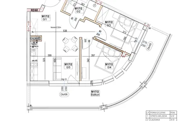 Rzut - Mieszkanie na sprzedaż 2 pokoje o powierzchni 49,77 m² - numer M17 w Przystań na Klifie