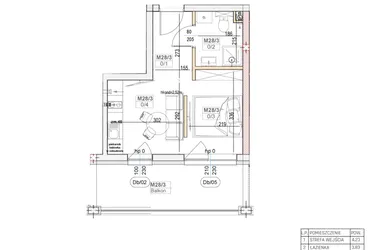 Rzut - Mieszkanie na sprzedaż 1 pokój o powierzchni 24,27 m² - numer M28 w Przystań na Klifie