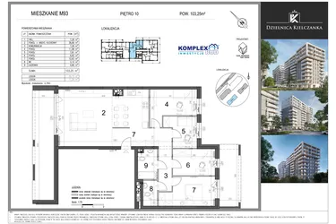 Rzut - Mieszkanie na sprzedaż 5 pokoi o powierzchni 102,43 m² - numer 93 w Dzielnica Kielczanka etap II
