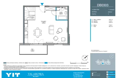 Rzut - Mieszkanie na sprzedaż 2 pokoje o powierzchni 89,96 m² - numer DB0303 w Talarowa Park II
